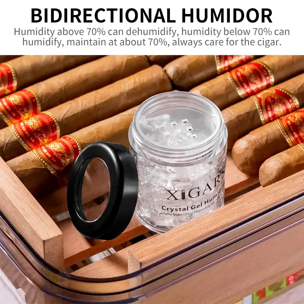 CIGAR-LOONG Cedar Wood Shelf Clear Cigar Humidor with Hygrometer