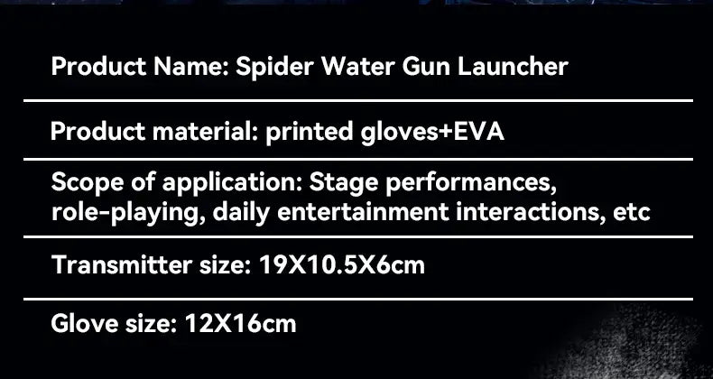 Spiderman Launcher Water Gun Summer Wrist Shooting Water Toy Plastic with Gloves For Children Spiderman Cosplay Props