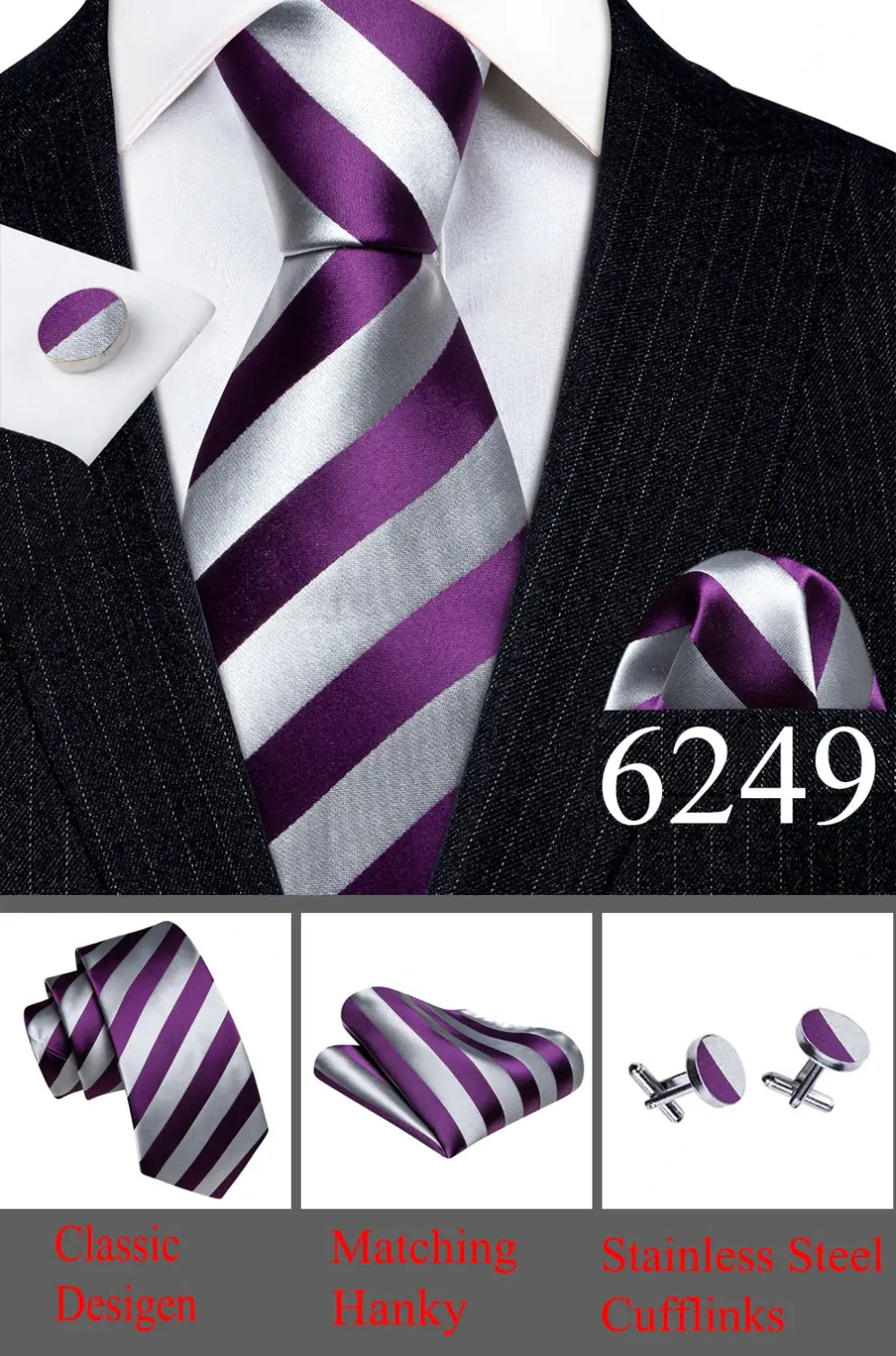 Barry Wang Silk Ties | Pocket Square | Cufflinks | Wedding Set