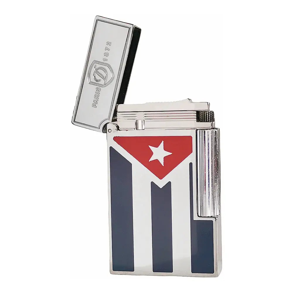 Dupont Gas Lighters Brass Lacquer Cuban Flag Smoking Accessories Tobacco Cigar Cigarette Men Gift Collections Ding Sound