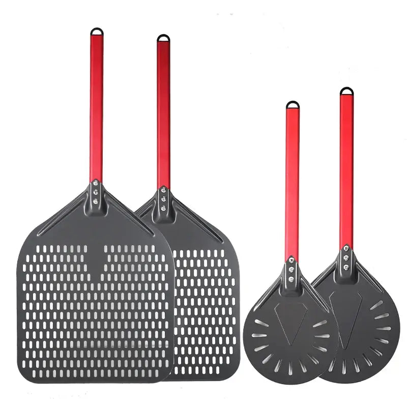 PizzAtHome Hard Anodized Pizza Peels with Turning Peel Red Handle Hard Coating Paddle