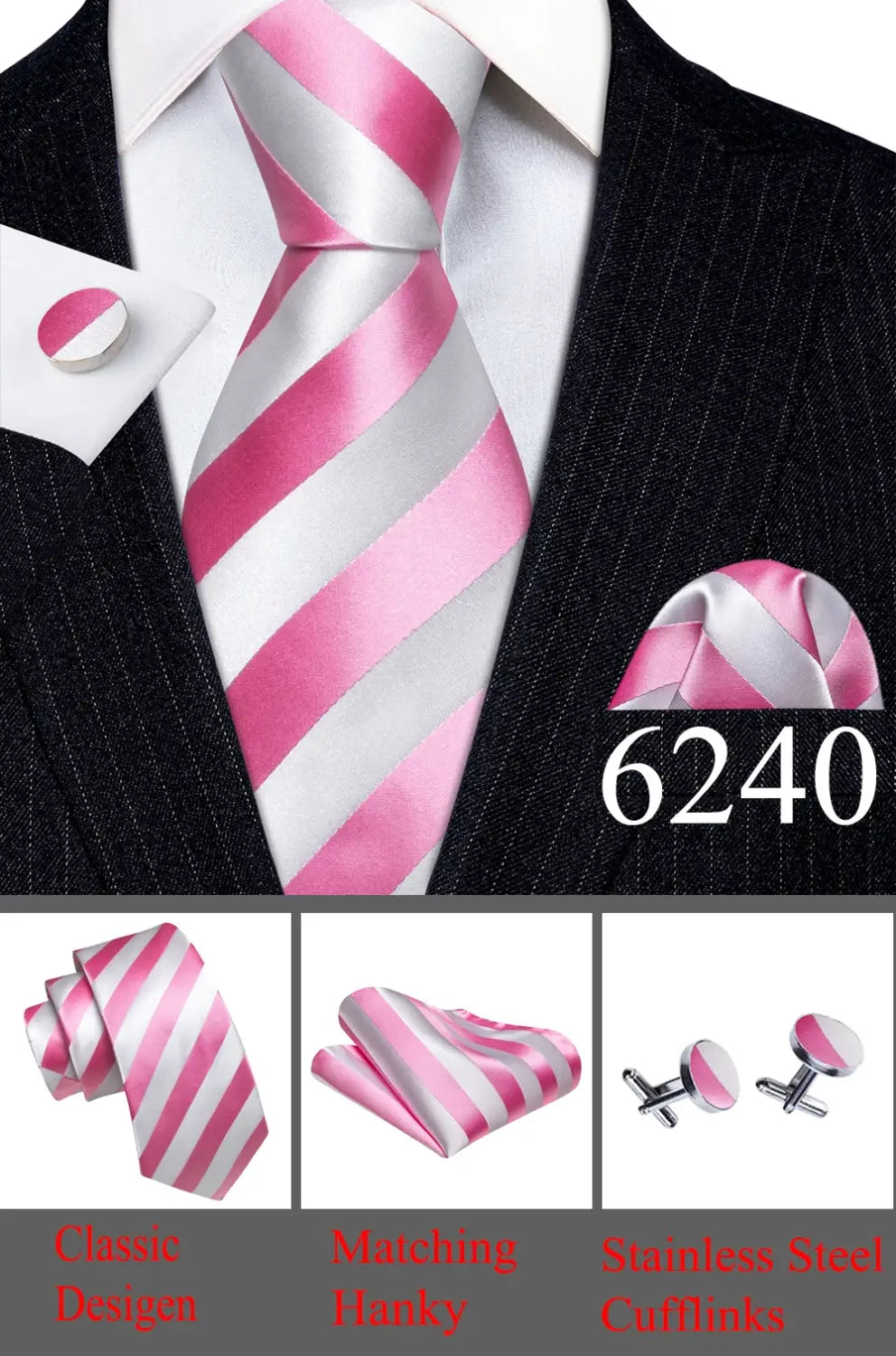 Barry Wang Silk Ties | Pocket Square | Cufflinks | Wedding Set