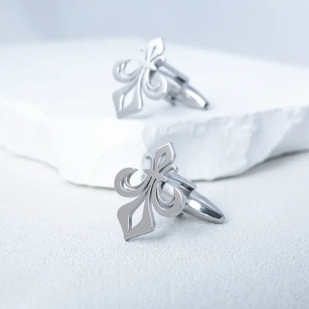 Fleur Di Lis Holy Lily Flower Cufflinks