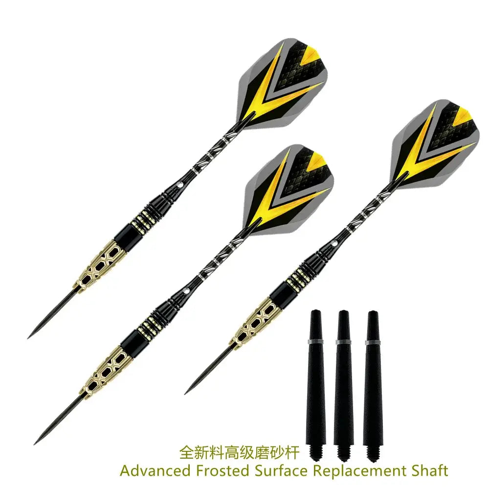 Professional Dart Set 24 Grams Metal Steel Tip Precision Engraved Brass Barrel Darts with Nylon Shaft Protector Dart Set