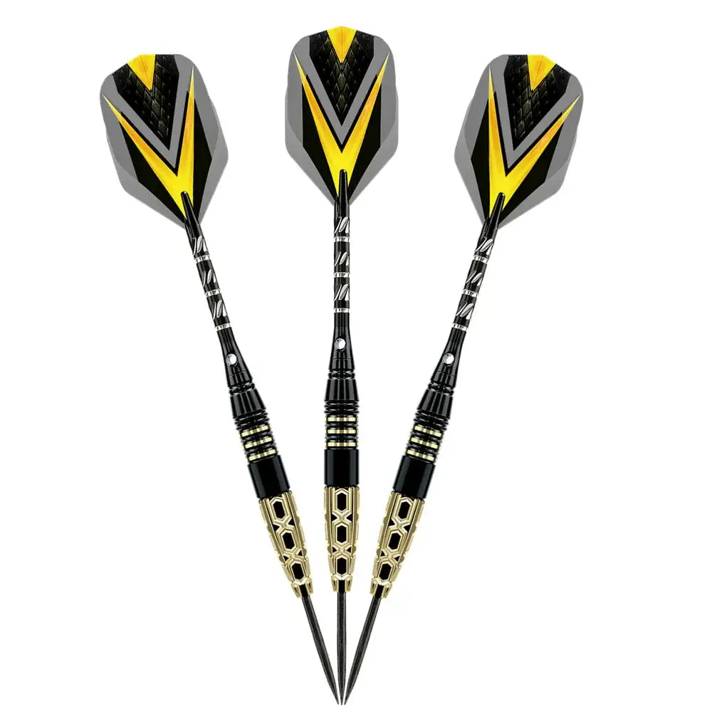 Professional Dart Set 24 Grams Metal Steel Tip Precision Engraved Brass Barrel Darts with Nylon Shaft Protector Dart Set