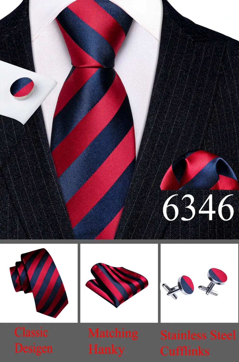 Barry Wang Silk Ties | Pocket Square | Cufflinks | Wedding Set