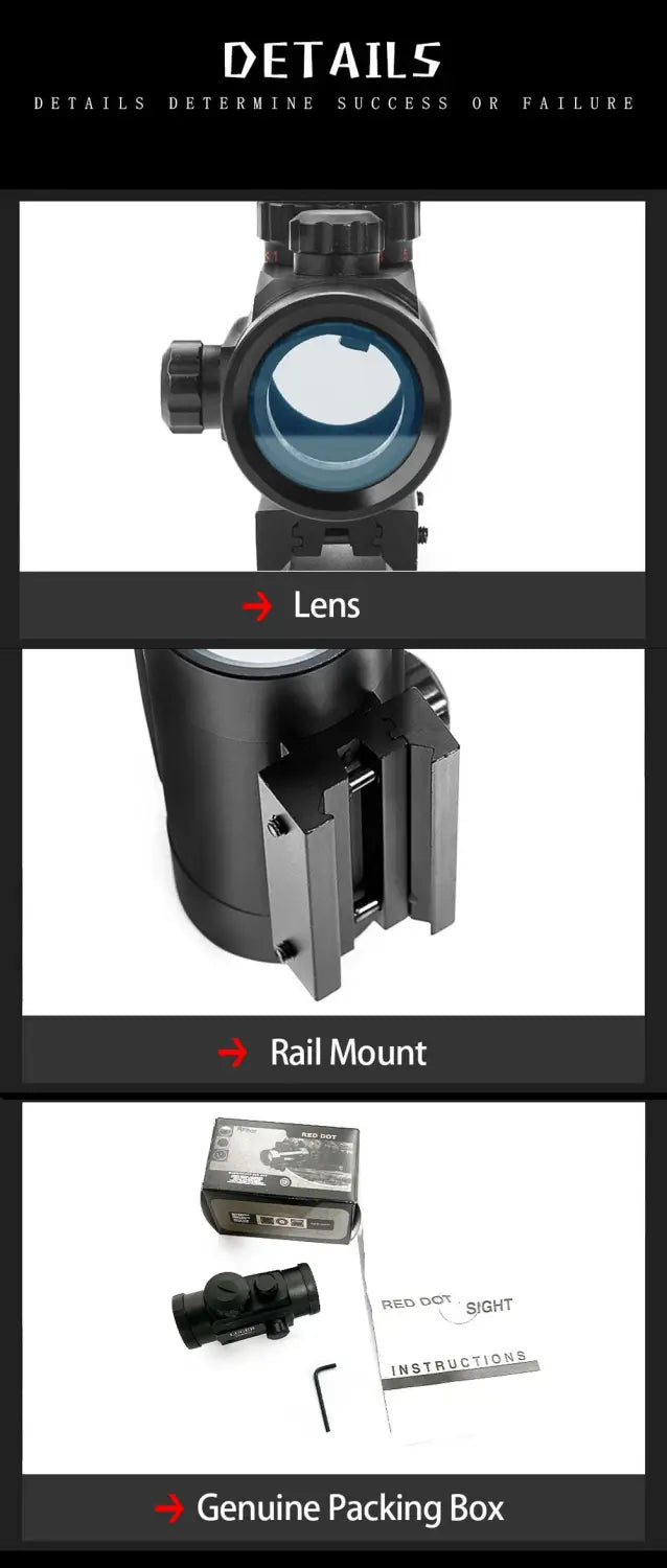 1x40RD Red Green Dot Scope Sight Hunting Optics Holographic Tactical Sight 11/20mm Mount Rifle Sights Airgun Scope