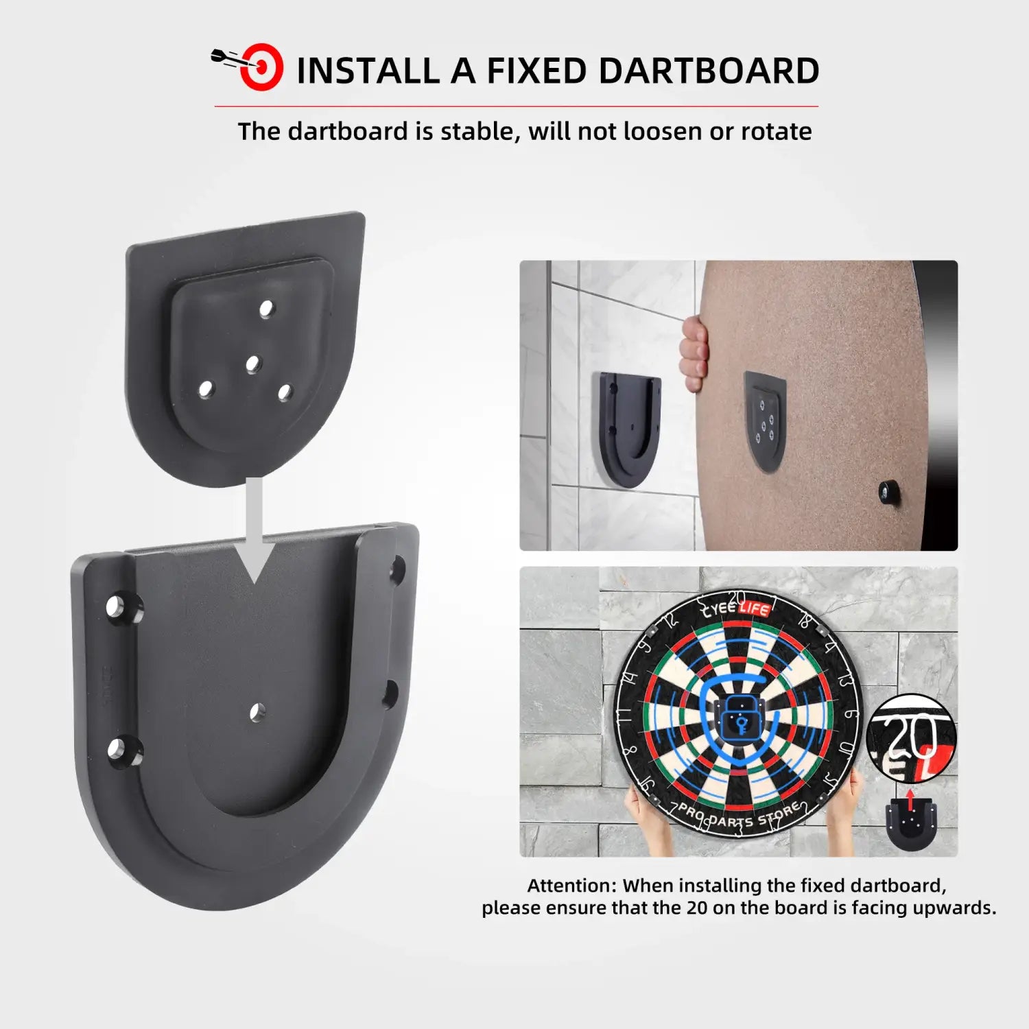 CyeeLife Dart Board Bracket Kit Portable Wall Hanging Dartboard Mounting Bracket Set With For Cabinet Wall Darts Tool