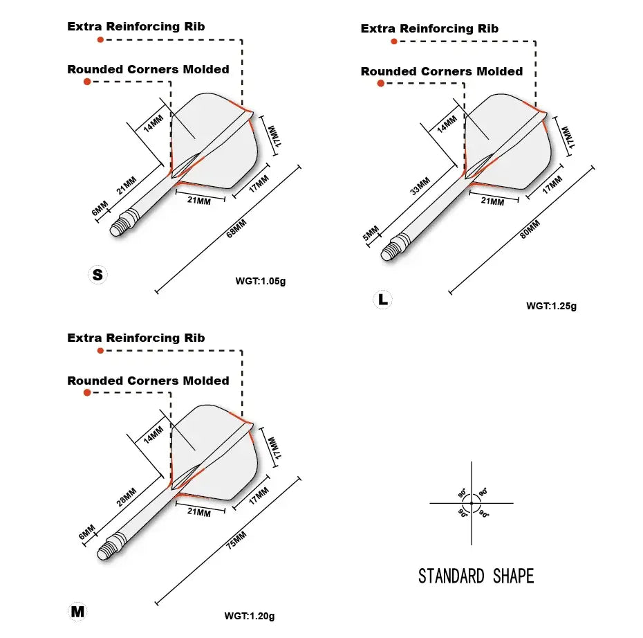 CUESOUL Rost Integrated Dart Shaft and Flights S/M/L,Set of 3