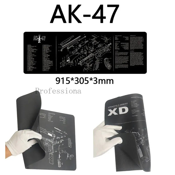 AR15 AK47 Glock Gun Cleaning Rubber Mat With Parts Diagram and Instructions Armorers Bench Mat Mouse Pad for Smith Colt