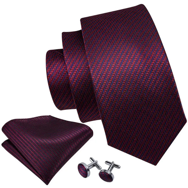 Barry Wang Silk Tie | Handkerchief | Cufflink Set - Neckties