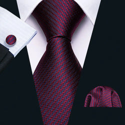 Barry Wang Silk Tie | Handkerchief | Cufflink Set - Neckties