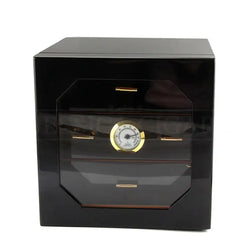 Black Glossy Cigar Humidor Box - black - Cigar humidor