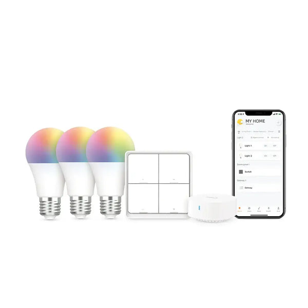 BroadLink Smart Home Bluetooth Bulb Starter Kit Alexa and Google - E26 Kit 110-130V - Smart Home System