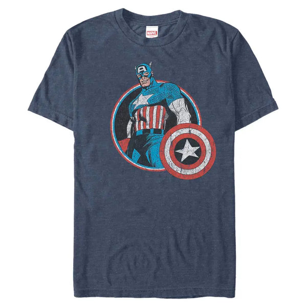 Captain Captain Men Retro T-Shirt - NAVY HTR / L - T-Shirt