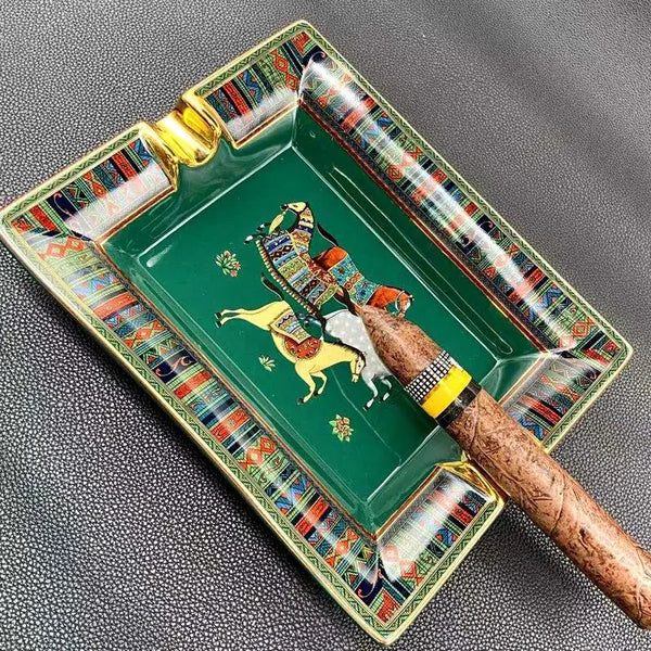 Cigar Luxury Ceramic Ashtray 2 Slots - green / CHINA - Ashtray