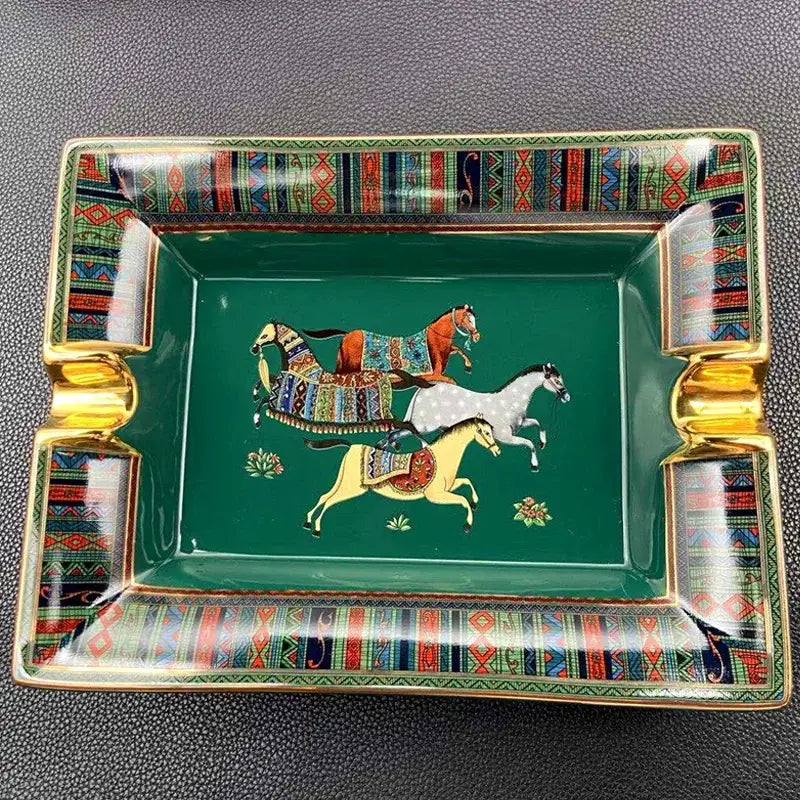 Cigar Luxury Ceramic Ashtray 2 Slots - green / CHINA - Ashtray