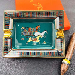 Cigar Luxury Ceramic Ashtray 2 Slots - green / CHINA - Ashtray