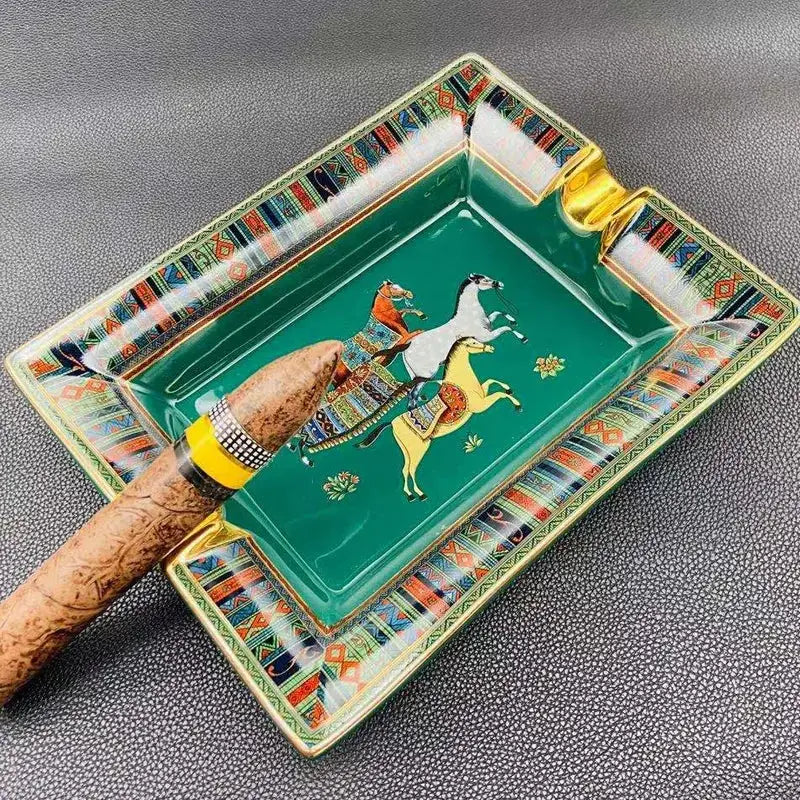 Cigar Luxury Ceramic Ashtray 2 Slots - green / CHINA - Ashtray