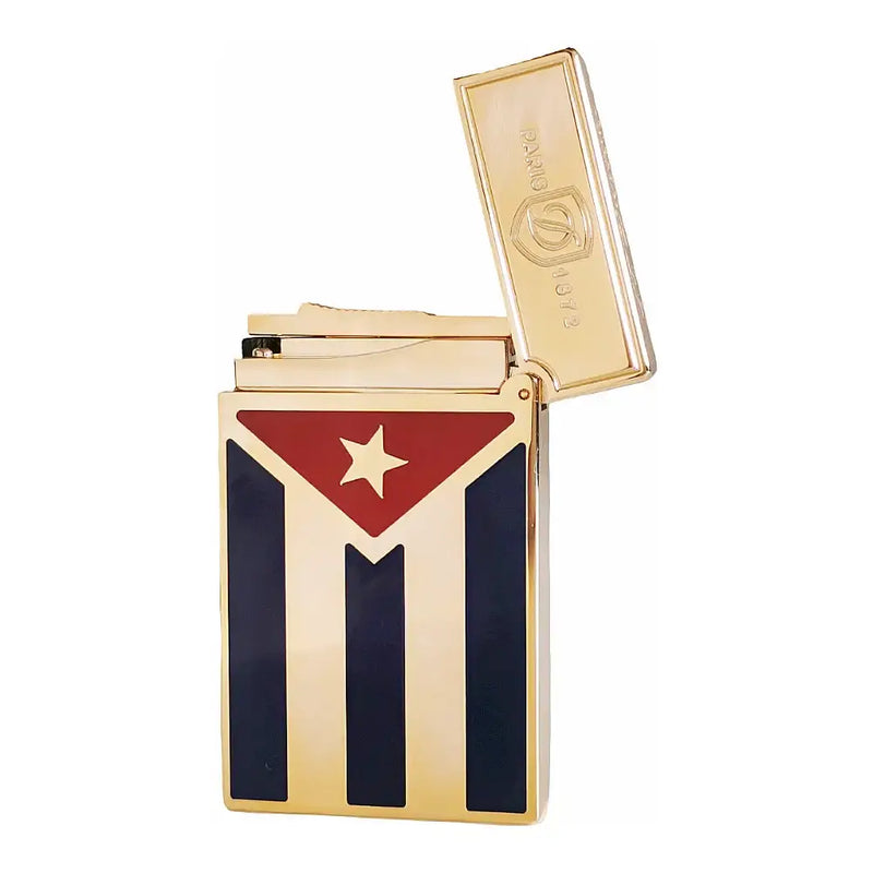 Dupont Gas Lighters Brass Lacquer Cuban Flag Smoking Accessories Tobacco Cigar Cigarette Men Gift Collections Ding Sound