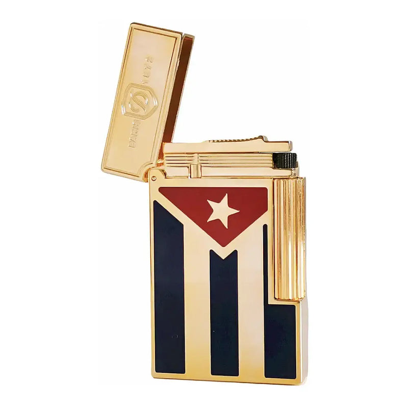 Dupont Gas Lighters Brass Lacquer Cuban Flag Smoking Accessories Tobacco Cigar Cigarette Men Gift Collections Ding Sound