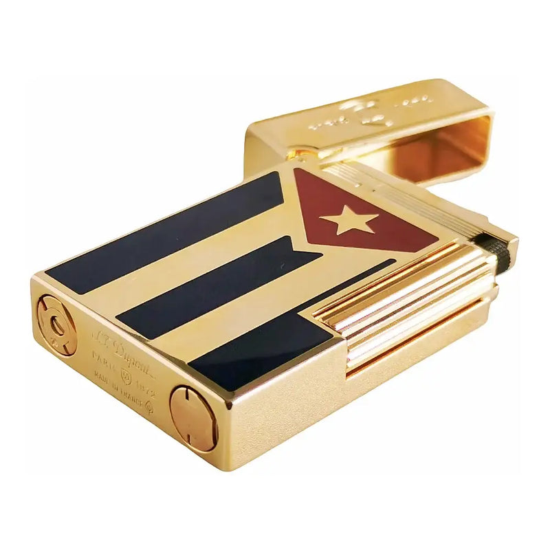 Dupont Gas Lighters Brass Lacquer Cuban Flag Smoking Accessories Tobacco Cigar Cigarette Men Gift Collections Ding Sound