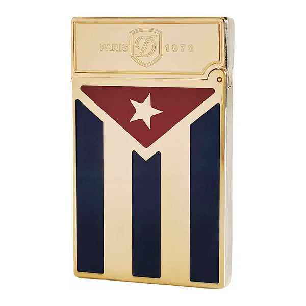 Dupont Gas Lighters Brass Lacquer Cuban Flag Smoking Accessories Tobacco Cigar Cigarette Men Gift Collections Ding Sound