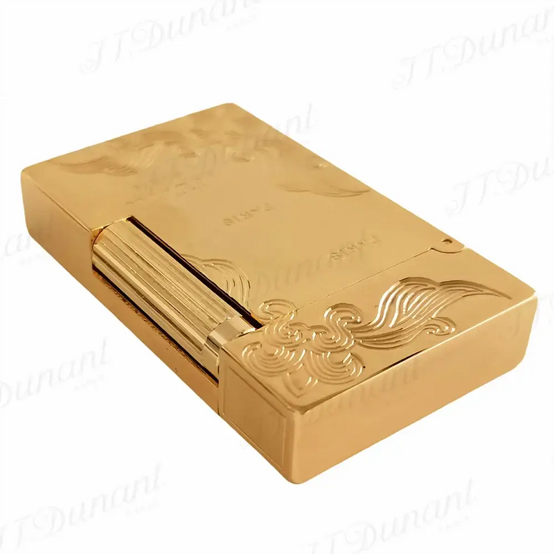 Dupont Lighter Metal Engraving Flower Single Flame Smoke Accessory Refill Butane Gas Man Father Gift Brass Handmade