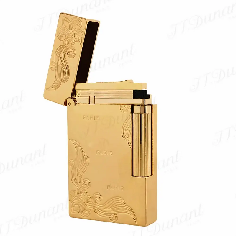 Dupont Lighter Metal Engraving Flower Single Flame Smoke Accessory Refill Butane Gas Man Father Gift Brass Handmade