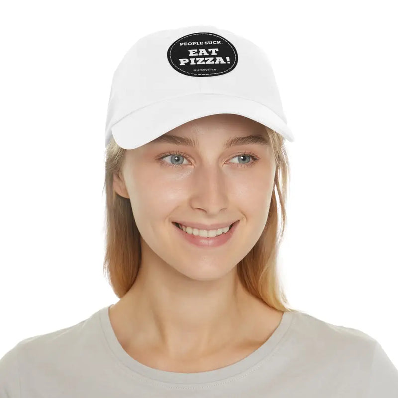 EAT PIZZA. People Suck! - White / Black patch / Circle / One size - Hats