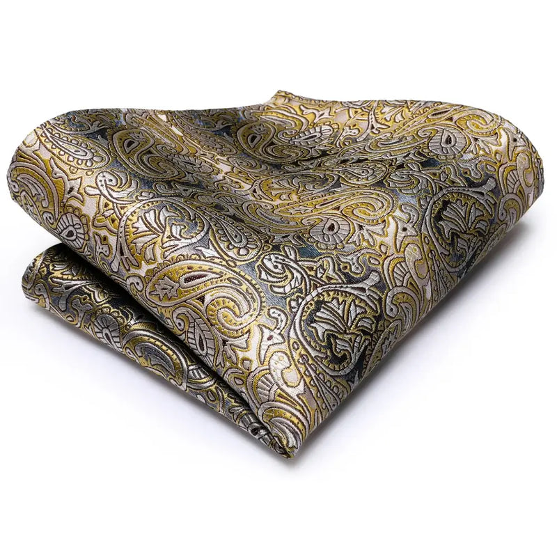 Jersey & Co. Silk Yellow Brown Paisley Tie | Tie Clip | Hanky | Cufflinks - N-271-XH-042-LJ-403 - Neckties