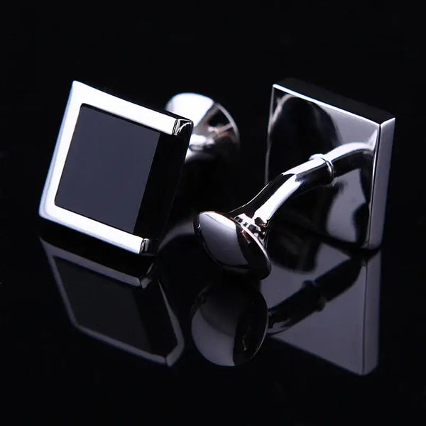 KFLK Brand Black Cufflinks - Imitation Rhodium Plated / black - Cufflinks