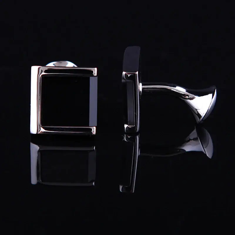 KFLK Brand Black Cufflinks - Imitation Rhodium Plated / black - Cufflinks