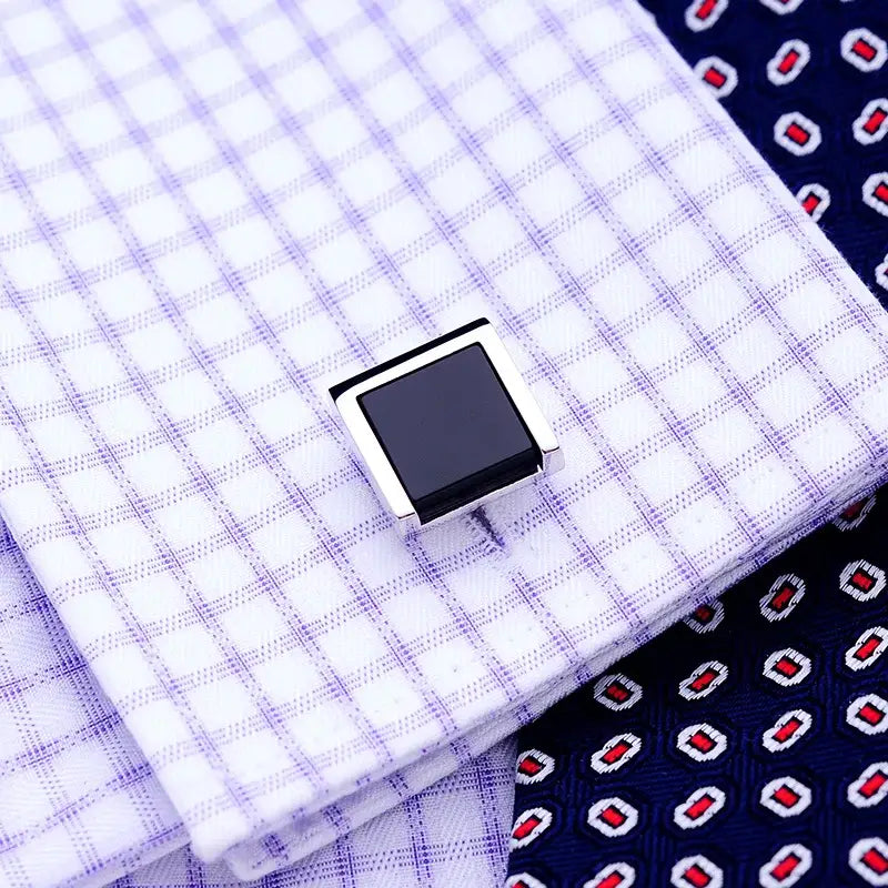 KFLK Brand Black Cufflinks - Imitation Rhodium Plated / black - Cufflinks