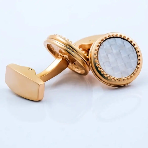 KFLK Rose Gold Shell Button Cufflinks - only cufflinks / Gold - Cufflinks