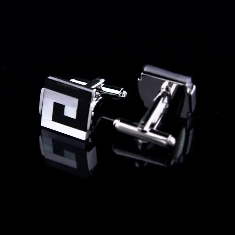 KFLK Shell Cufflinks - Imitation Rhodium Plated / black - Cufflinks