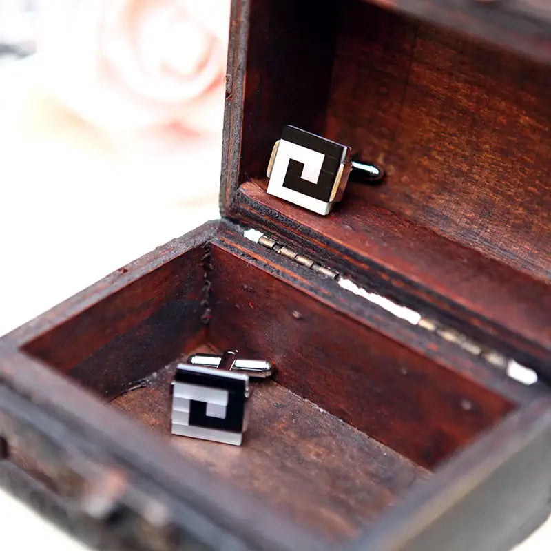 KFLK Shell Cufflinks - Imitation Rhodium Plated / black - Cufflinks