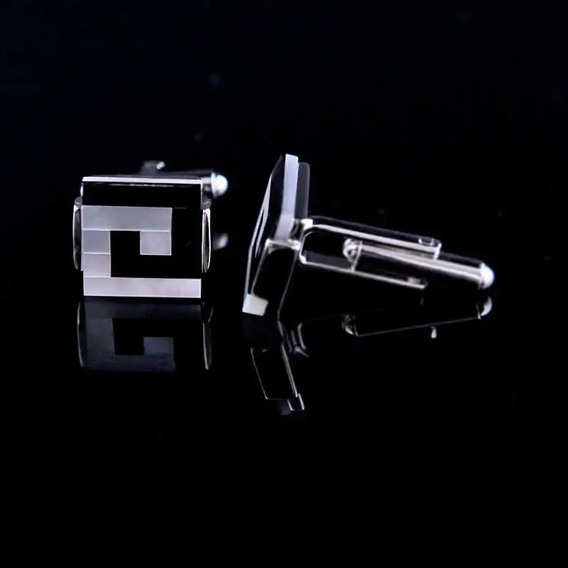 KFLK Shell Cufflinks - Imitation Rhodium Plated / black - Cufflinks