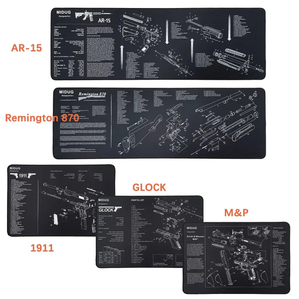 MIDUG Gun Cleaning Mat Mouse Pad Rubber Mat for Shotgun AR-15 Remington 870 Handgun Pistol 1911 GLOCK M&P Including