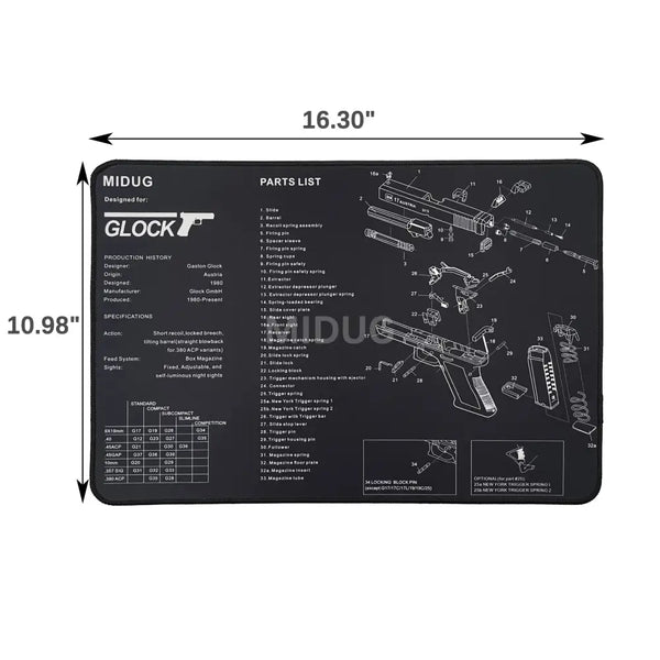 MIDUG Gun Cleaning Mat Mouse Pad Rubber Mat for Shotgun AR-15 Remington 870 Handgun Pistol 1911 GLOCK M&P Including