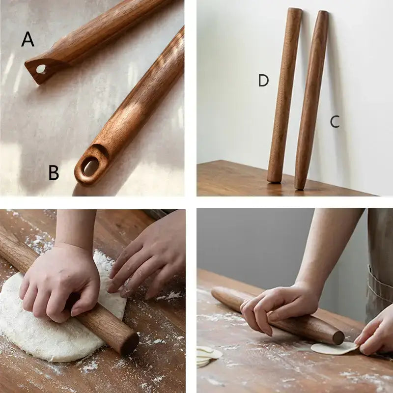 Pizza Natural Walnut Rolling Pin for Dough Wooden Roller - Food & Beverages