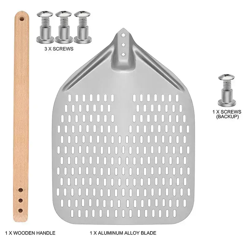 Pizza Shovel Peel 12/14 Inch Aluminum Perforated - Food & Beverages