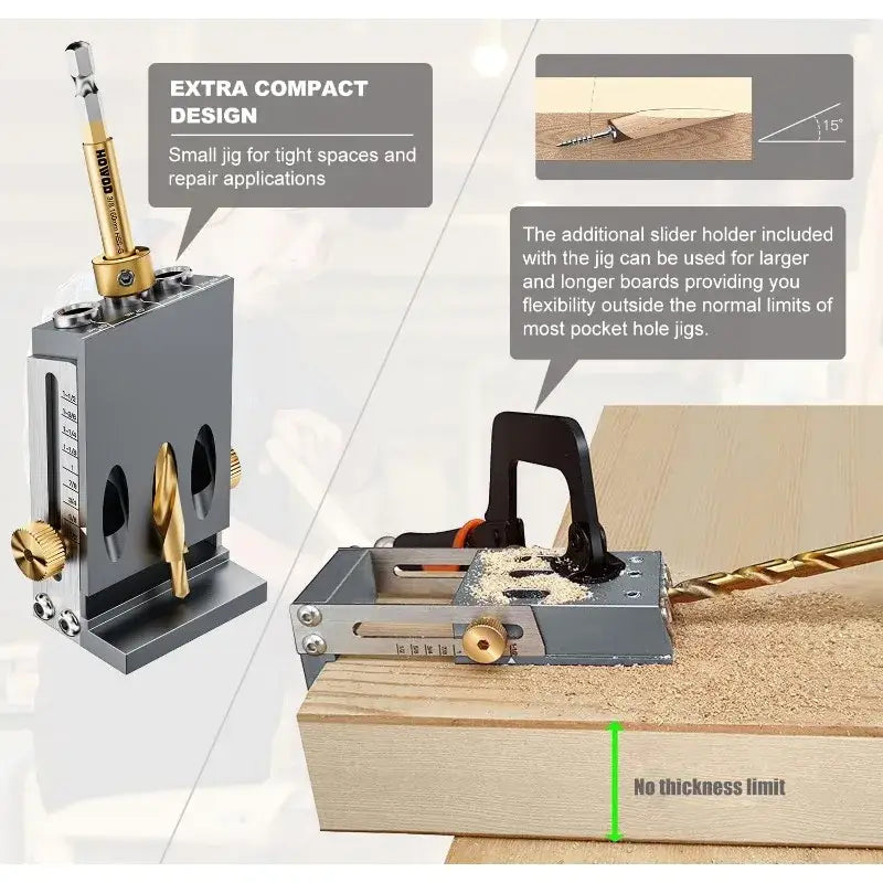 Pocket Hole Jig Kit Professional and Upgraded All-Metal Pocket Screw Jig with Detachable Vacuum Adapter. - United States