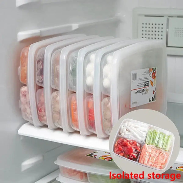 Refrigerator 4 Grids Food Storage Container Fruit Vegetable Freezer Organizers Salad Seal Fresh - Home & Garden