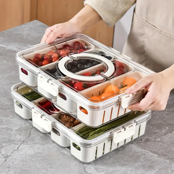 Refrigerator Storage Organizer Fresh Vegetable Fruit Boxes with Drain Basket - Home & Garden