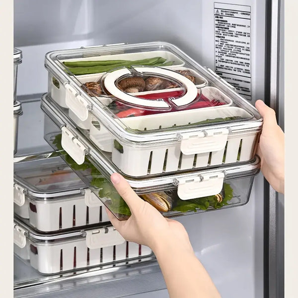 Refrigerator Storage Organizer Fresh Vegetable Fruit Boxes with Drain Basket - Home & Garden