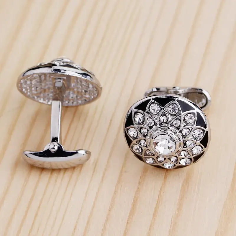 Rhinestone Crystal Cufflinks - silver - Cufflinks