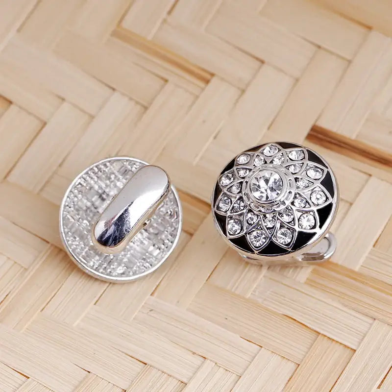 Rhinestone Crystal Cufflinks - silver - Cufflinks