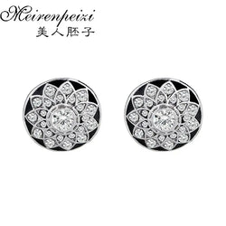 Rhinestone Crystal Cufflinks - silver - Cufflinks