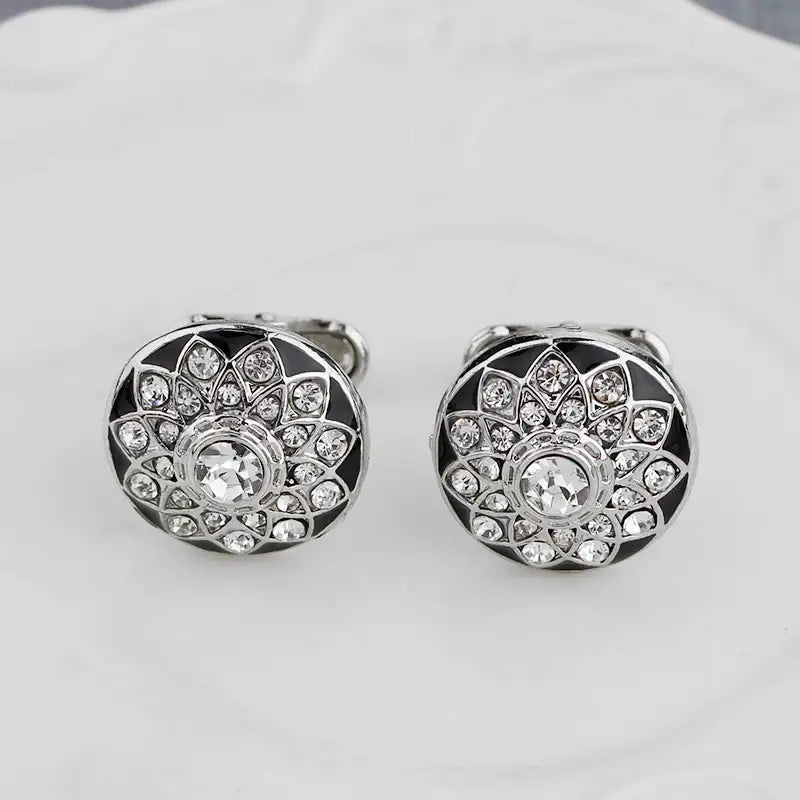 Rhinestone Crystal Cufflinks - silver - Cufflinks